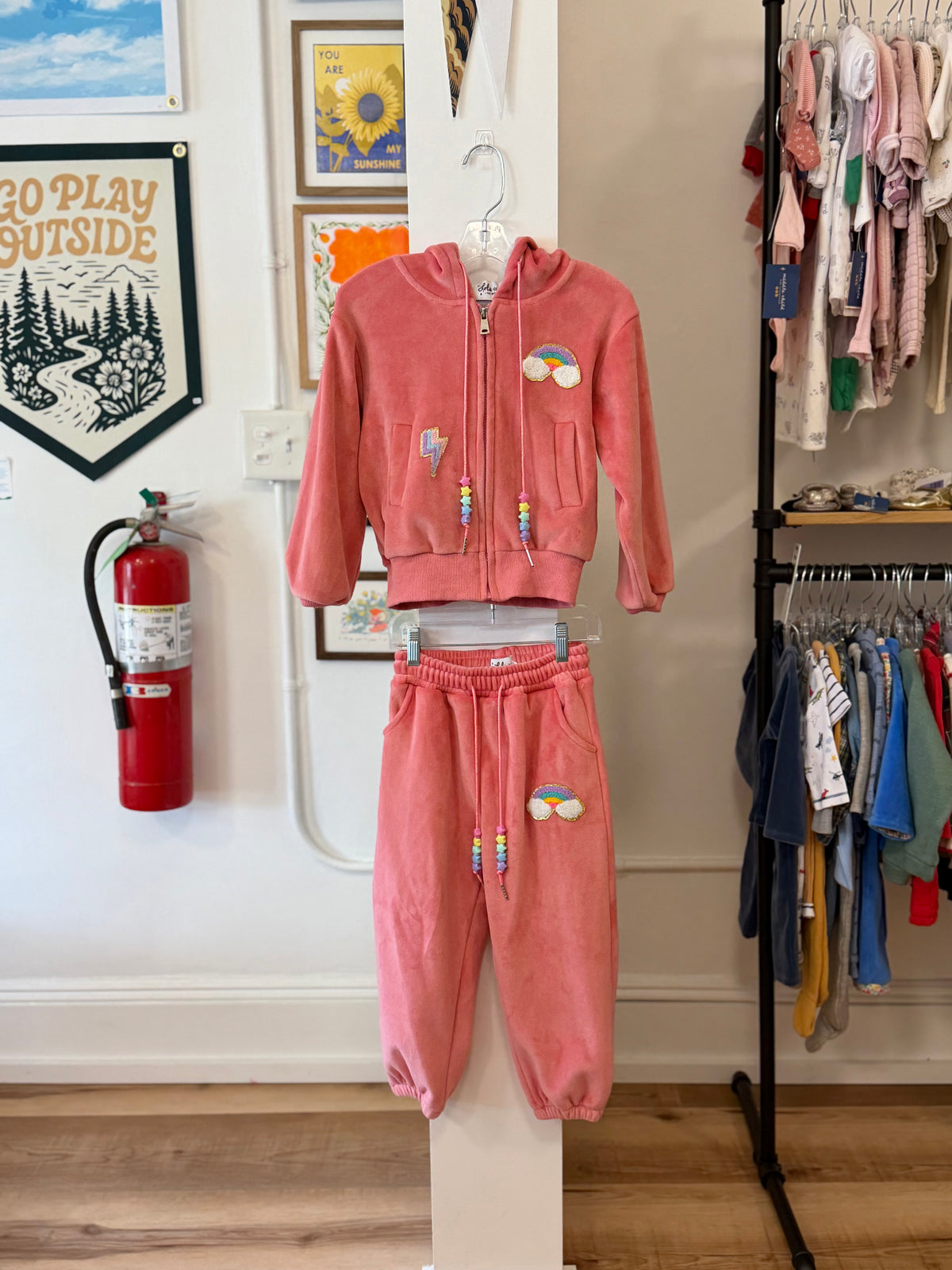 4/4T, Lola + The Boys, Pink, Sparkle unicorn ice cream hoodie + pants SET