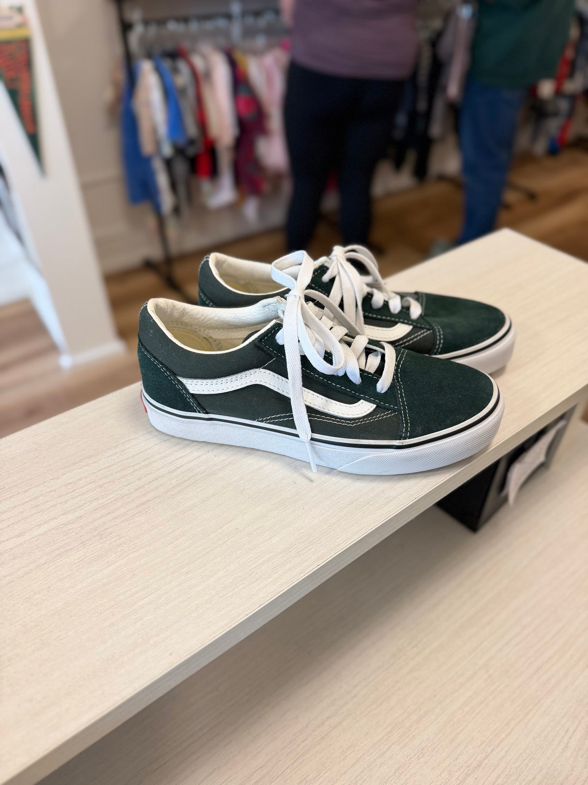 Size Youth 4, Vans, Green, NEW w/o tags- Old Skool suede & canvas lace-up sneakers