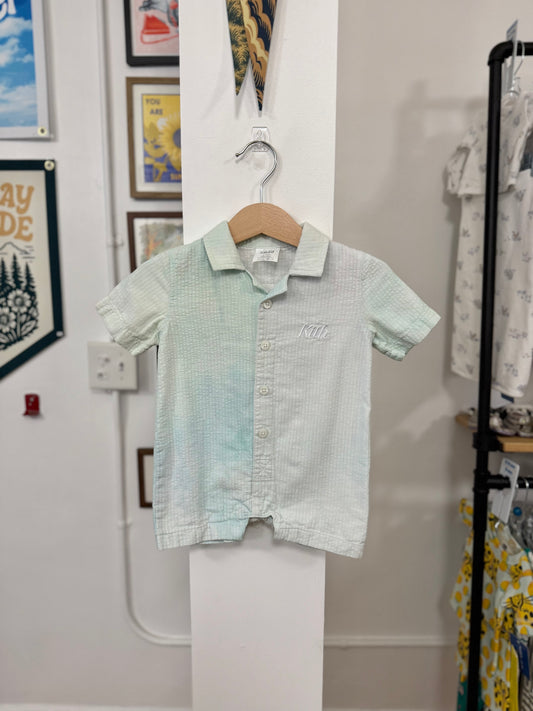 3-6 mo, Kith, Blue, Ombre short-sleeve button-down romper