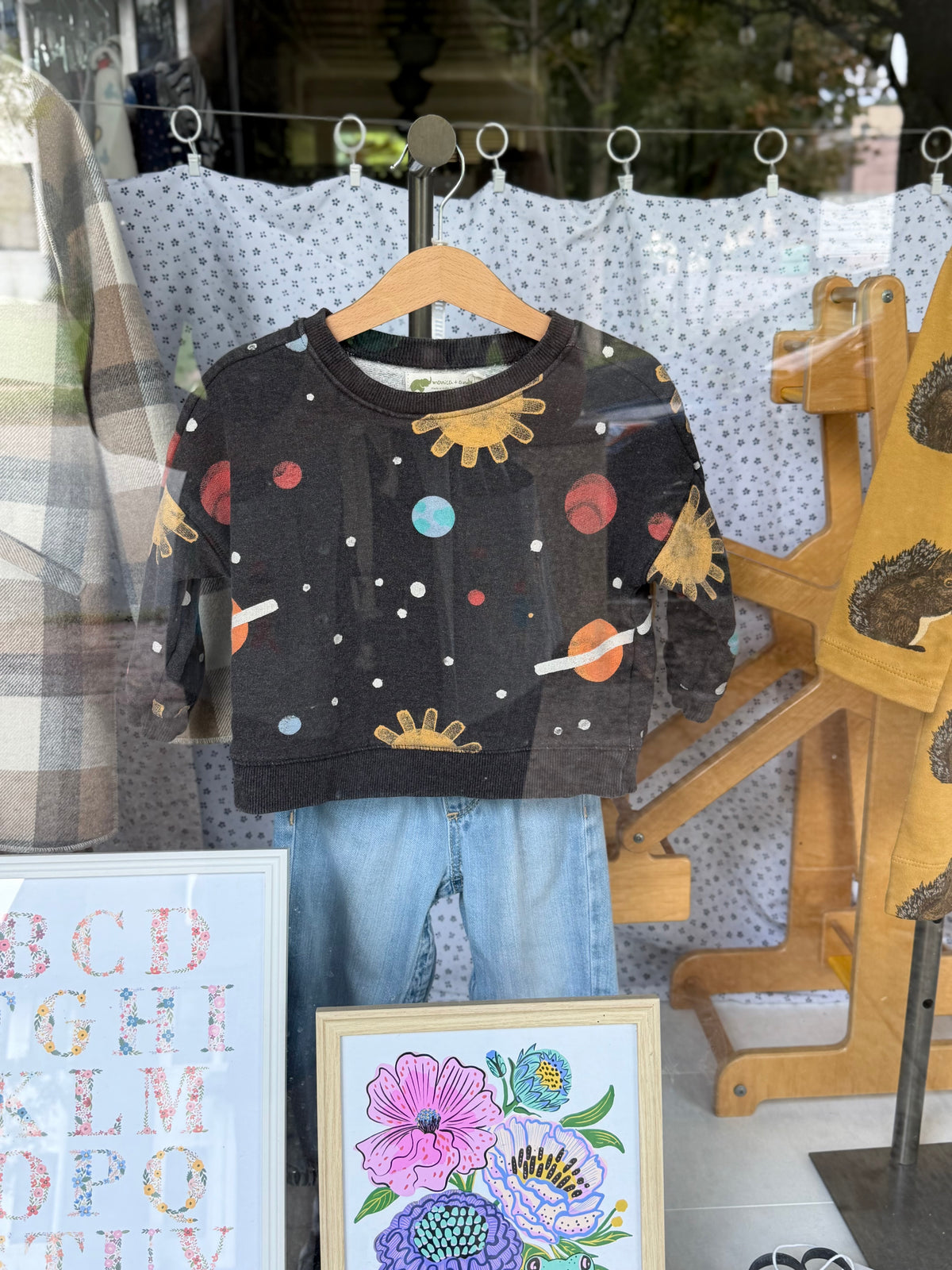 18-24 mo, Monica + Andy, Grey, Outer space sweatshirt