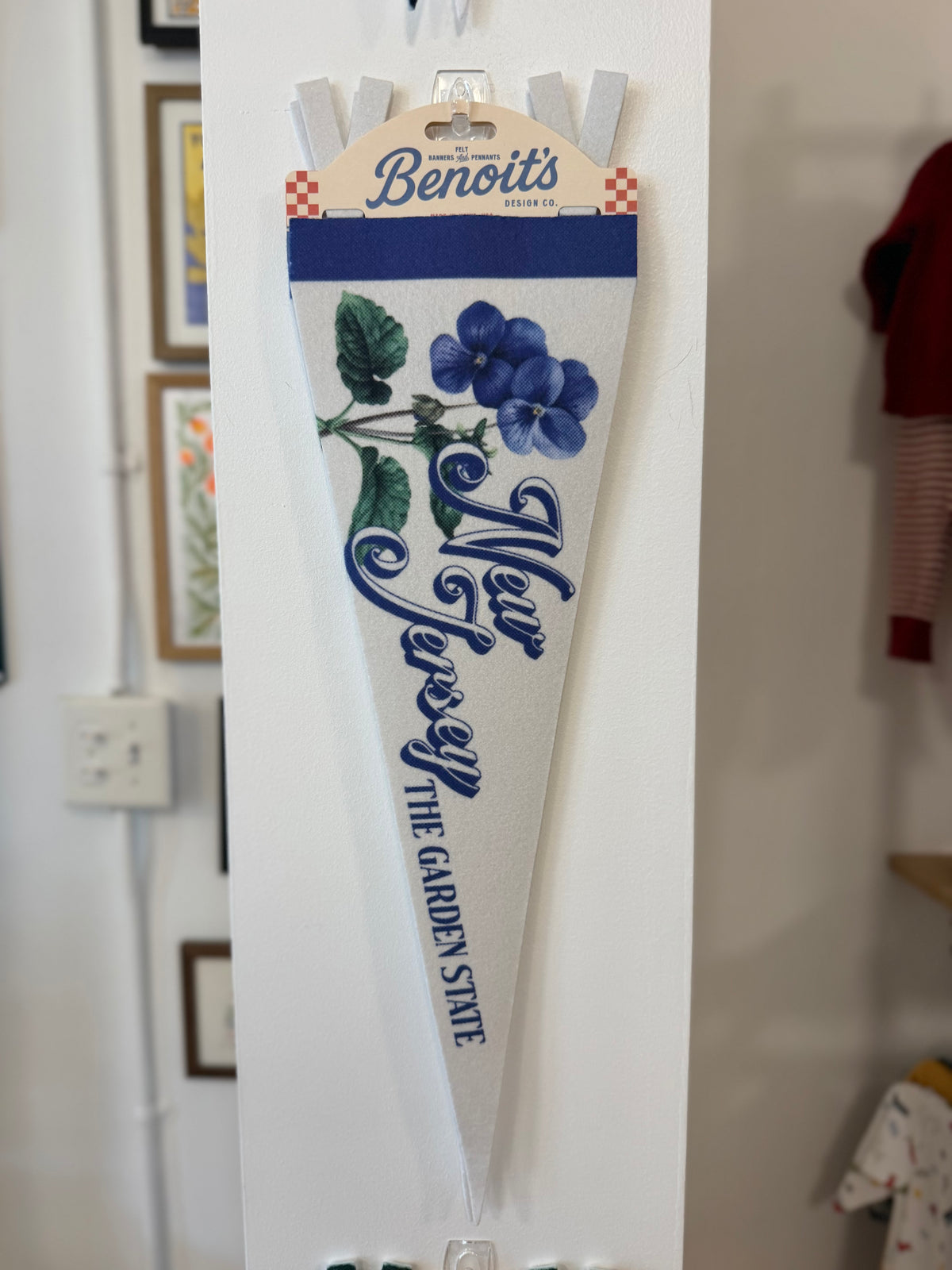 Benoit's Design Co., New Jersey Violets The Garden State mini felt pennant
