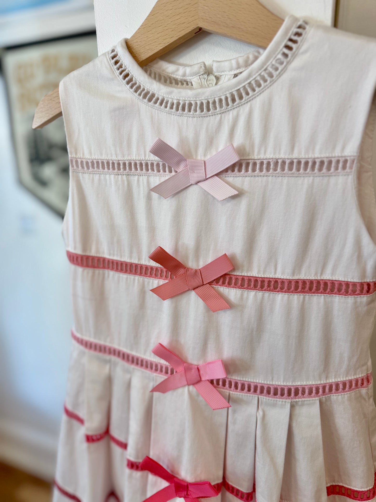 6, J.Crew Factory, White, Ombre bows & windowpane lace sleeveless dress