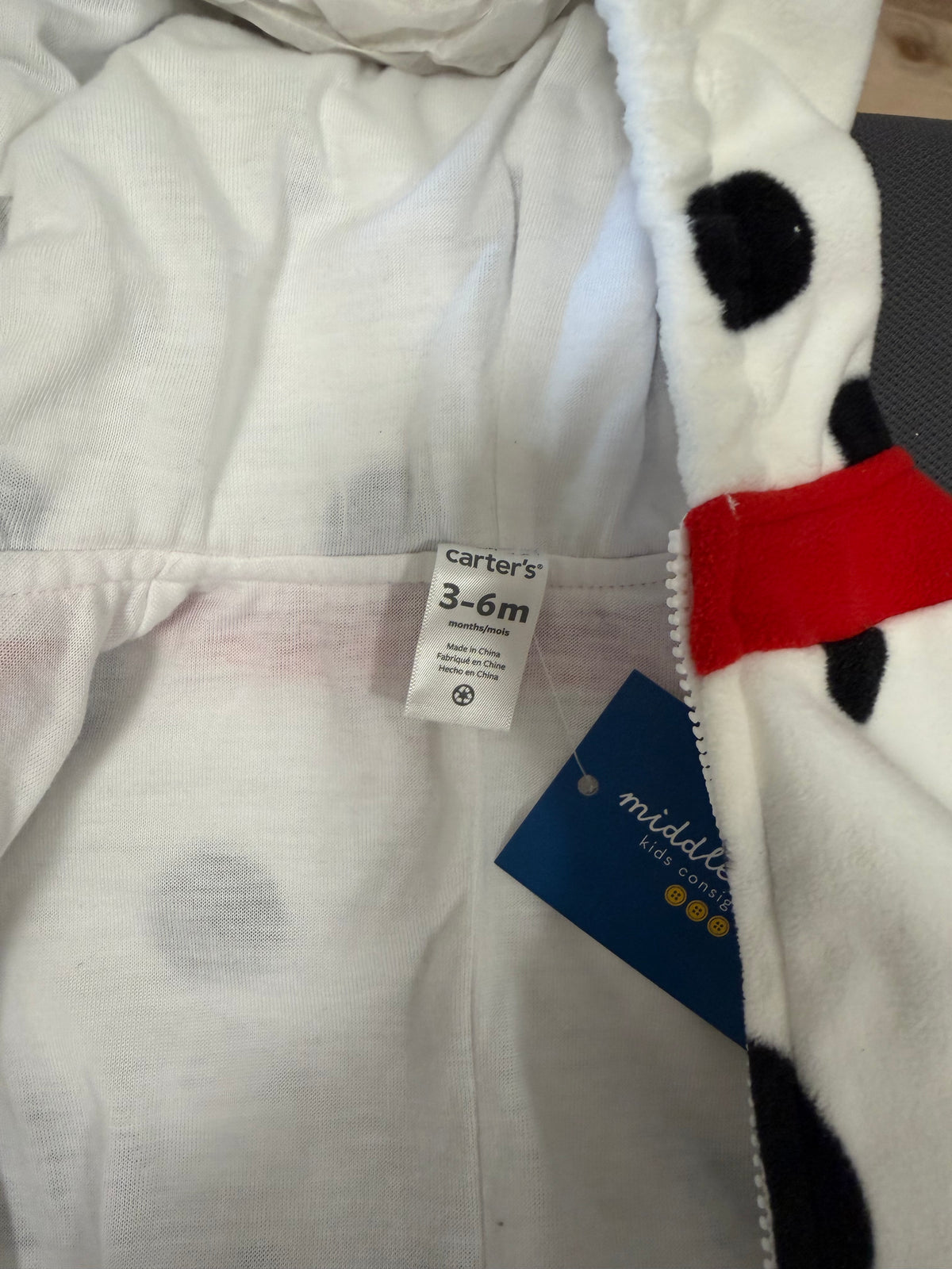 3-6 mo, Carter's, White, Dalmatian hooded zip costume + pants SET