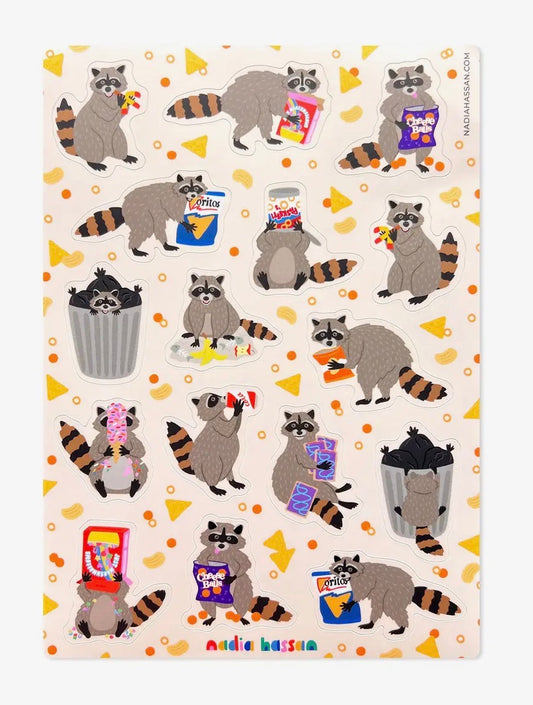 Nadia Hassan, Snack Bandits Raccoon 5x7 Sticker Sheet