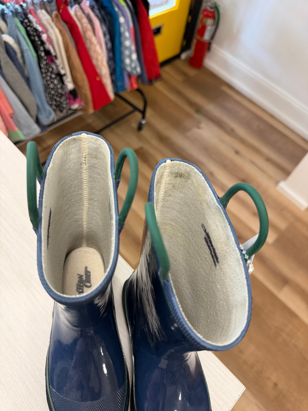 Size 12, Western Chief, Blue, Rain boots, green accents
