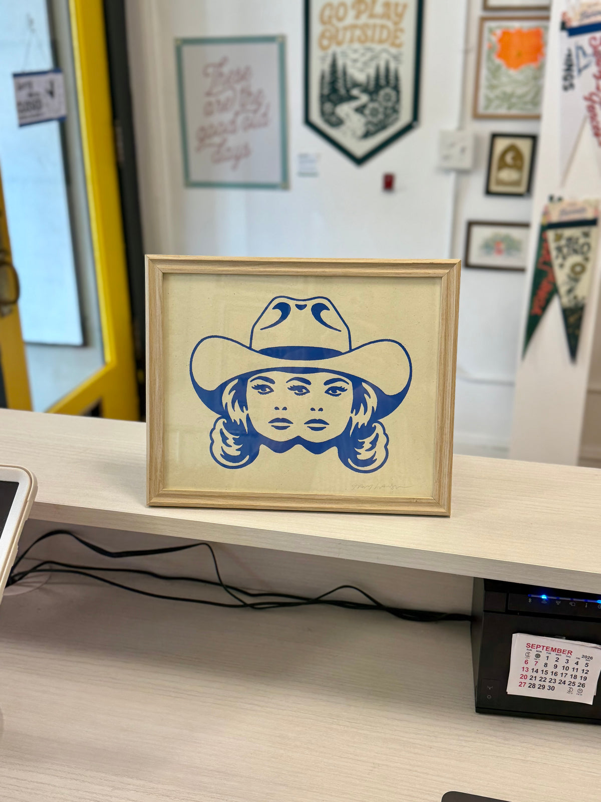 Steel Bison, Double Vision Cowgirl Signed 8" x 10" Silkscreen Print, framed