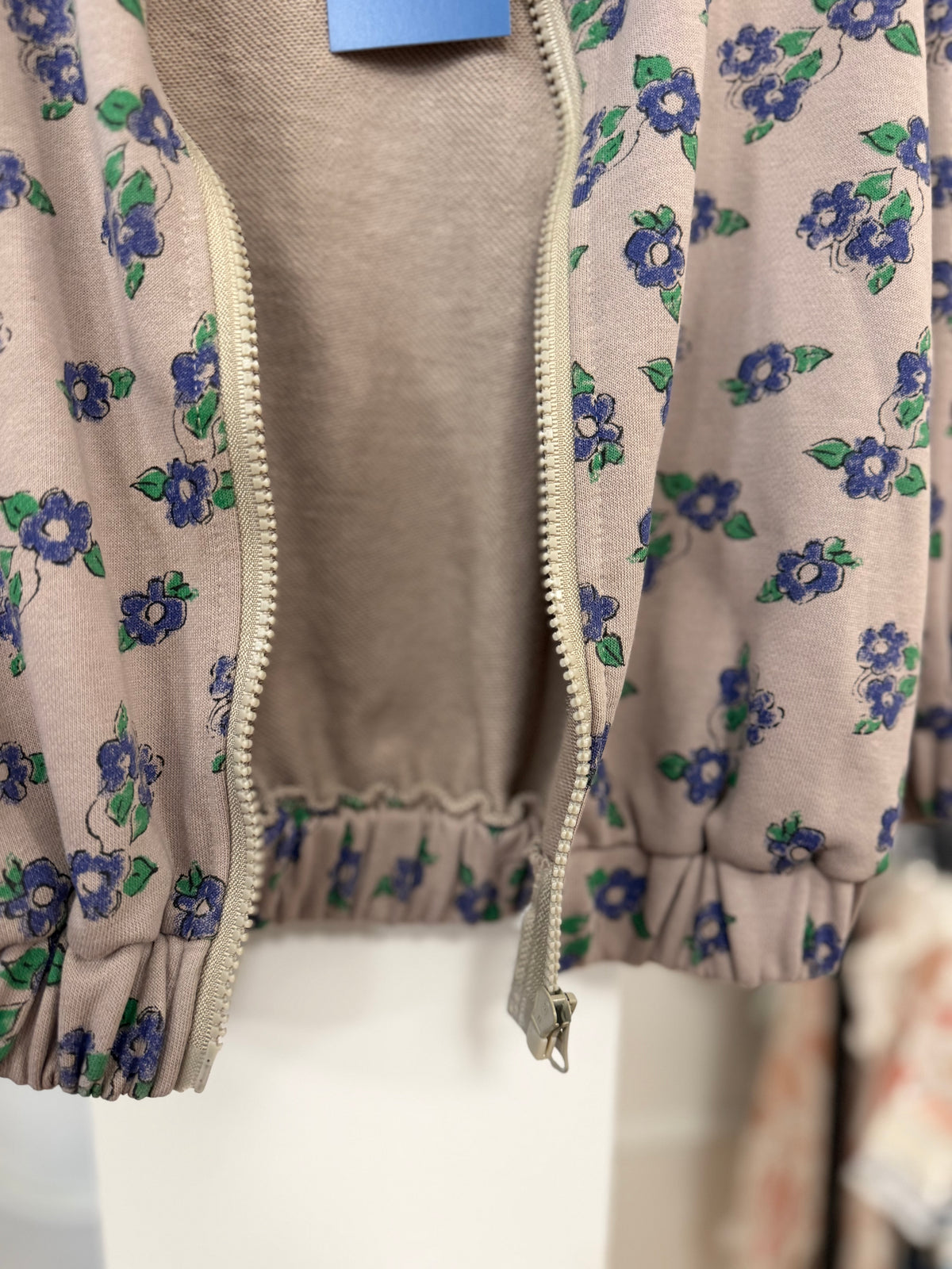 2/2T, Throwing Tiny Fits, Purple, Blue floral zip-up jacket, elastic waistband