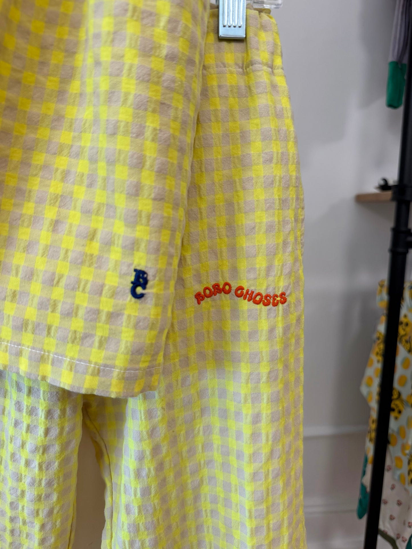 6-7, Bobo Choses, Yellow, Gingham tank top + pull-on pants SET