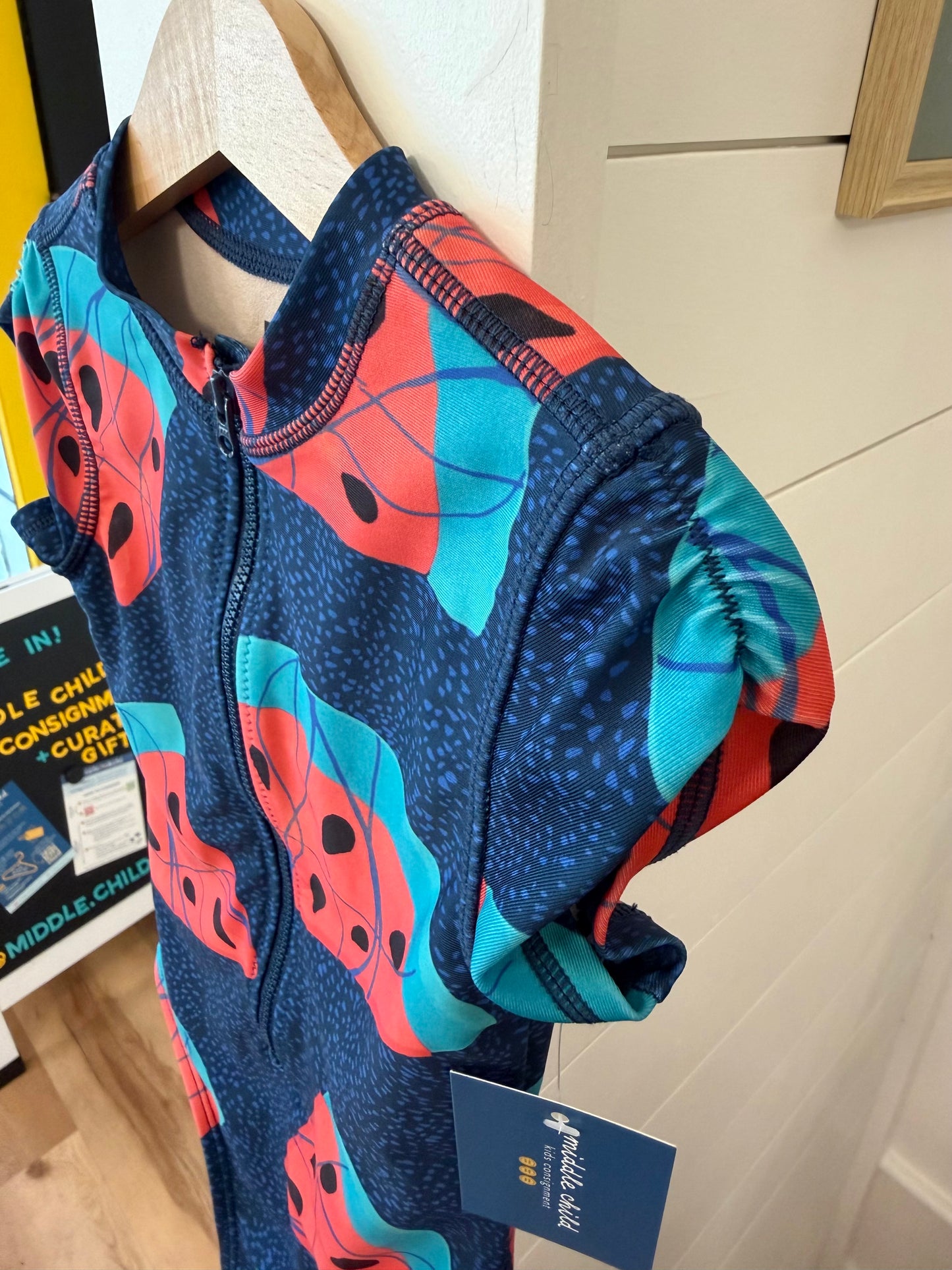 5/5T, Tea Collection, Blue, Watermelon slice cap sleeve one-piece swimsuit