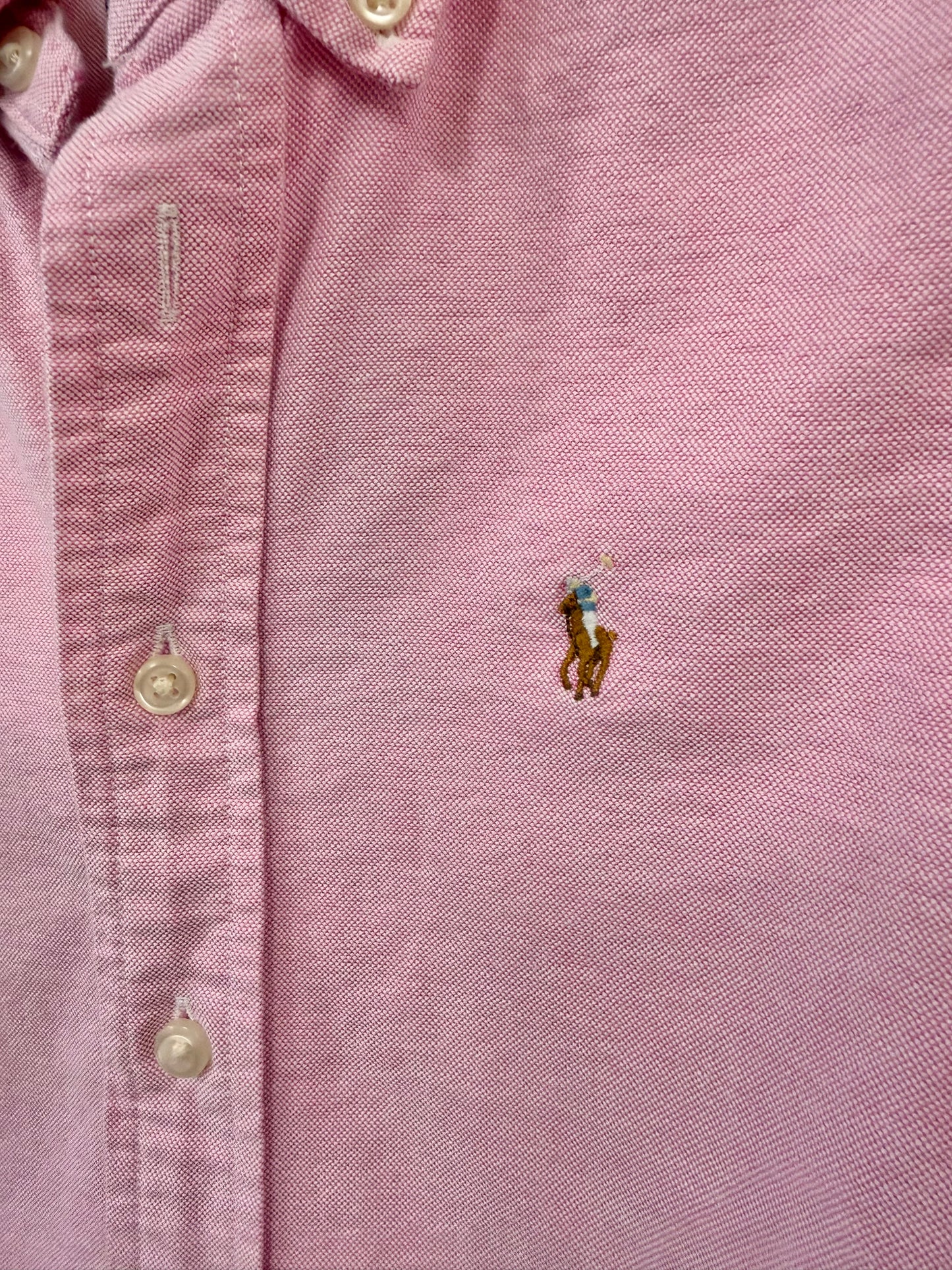 4/4T, Polo Ralph Lauren, Pink, Chambray long-sleeve button-down shirt, colored emblem