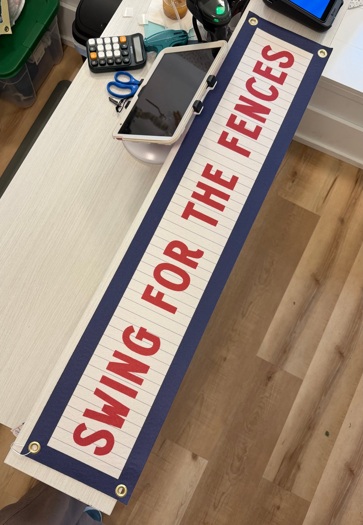 Benoit's Design Co., Swing For the Fences Felt Sign Banner, 8"x40"