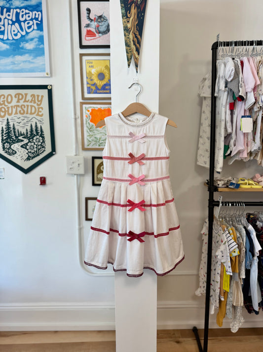 6, J.Crew Factory, White, Ombre bows & windowpane lace sleeveless dress