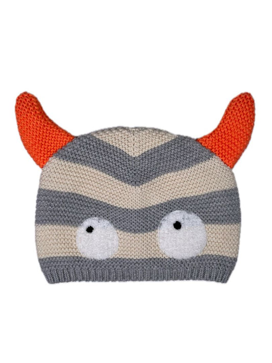 6-12 mo, babyGap, Cream, Knit monster beanie, orange horns