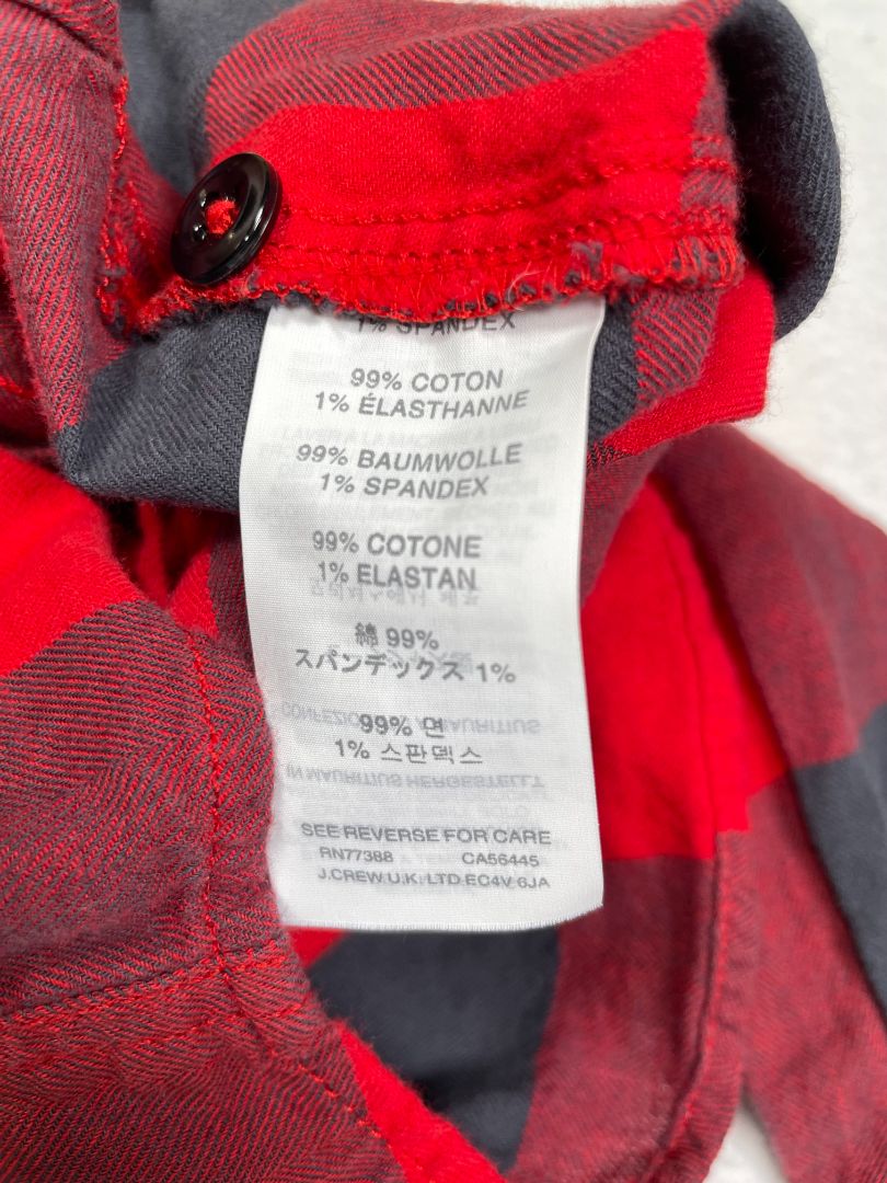 3/3T, J.Crew Crewcuts, Red, Gingham lightweight flannel long-sleeve button-up shirt, red/black