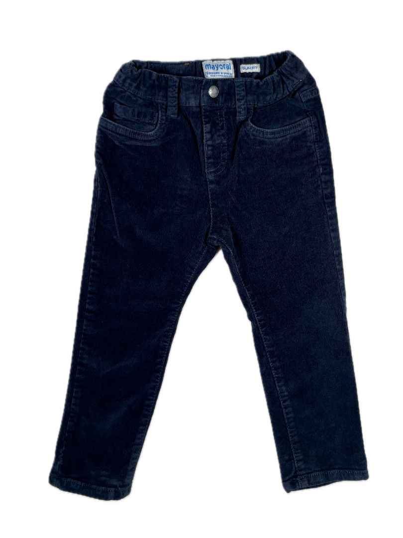 24 mo, Mayoral, Blue, Slim fit corduroy pants, adjustable