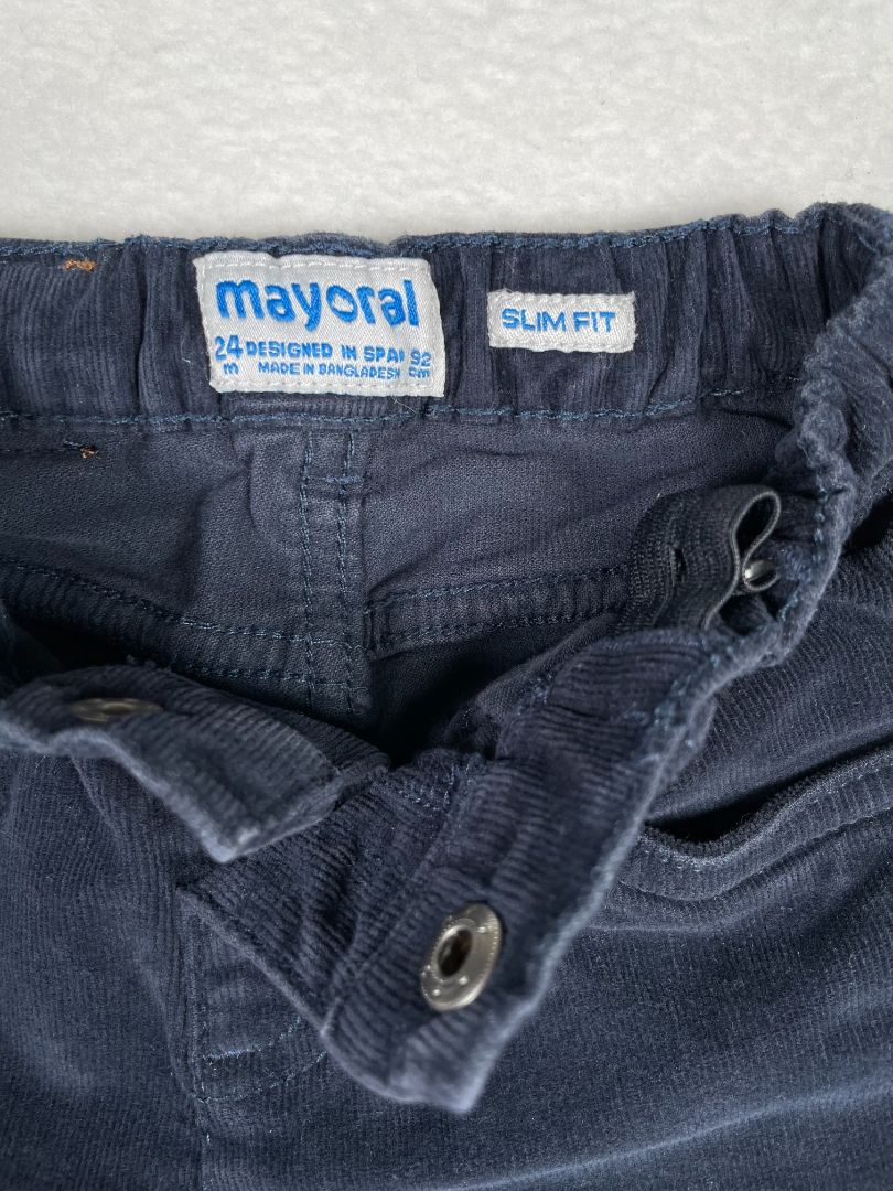 24 mo, Mayoral, Blue, Slim fit corduroy pants, adjustable