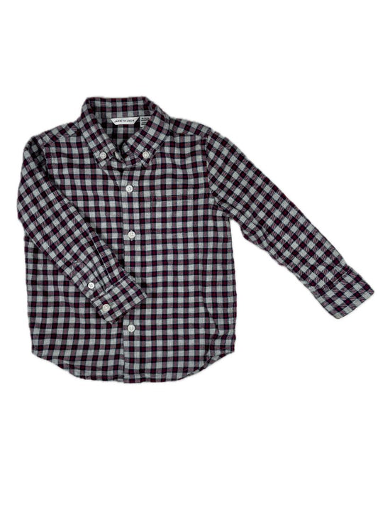 18-24 mo Janie and Jack, Grey, Plaid flannel button-up shirt, navy/red square