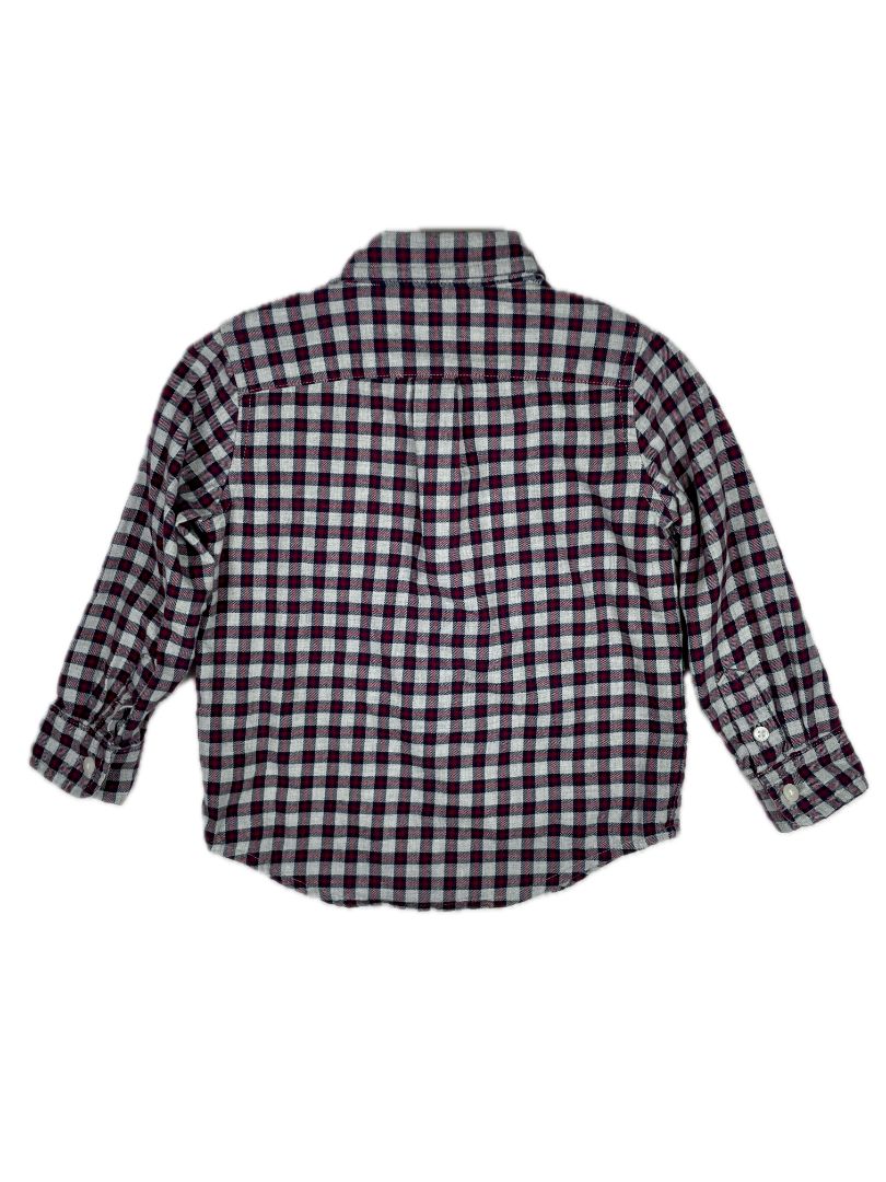 18-24 mo Janie and Jack, Grey, Plaid flannel button-up shirt, navy/red square