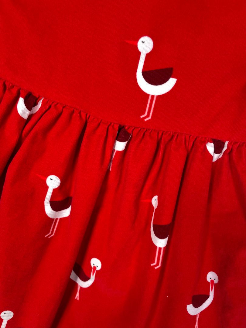 3/3T, Jacadi, Red, Corduroy long-sleeve bird dress