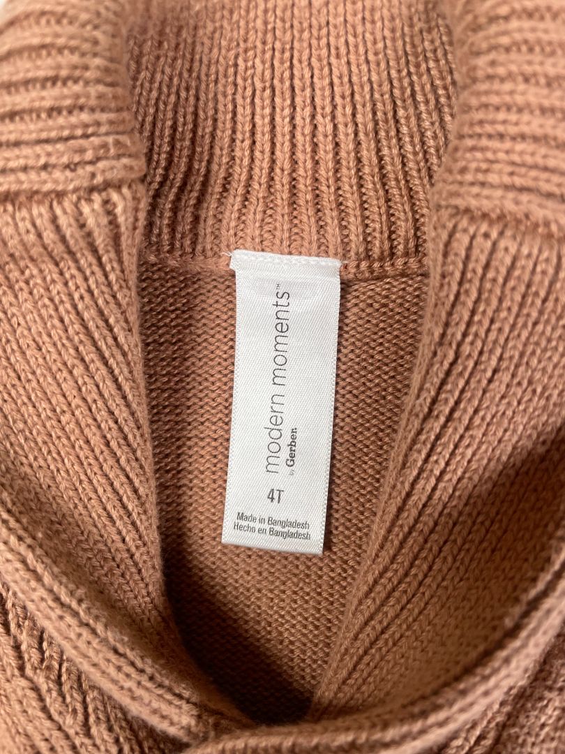 4/4T, Gerber Modern Moments, Brown, Grey striped sweater, shawl collar