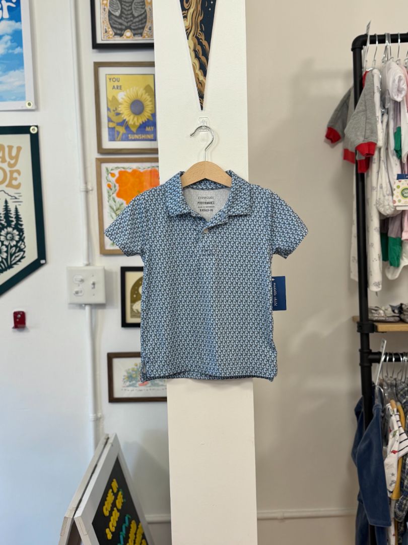 2-3, J.Crew Factory, Blue, Airplane print short-sleeve performance polo