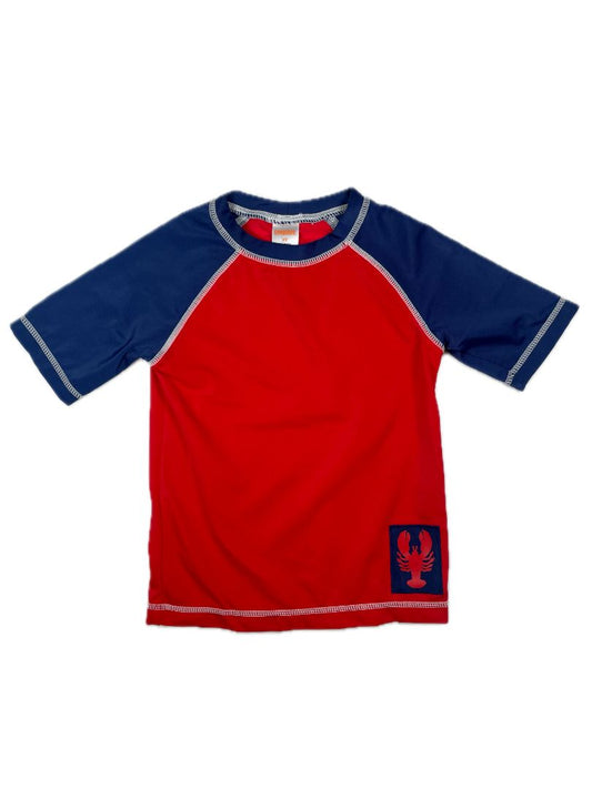 3/3T, Gymboree, Red, Short-sleeve rash guard w/ lobster, red/blue