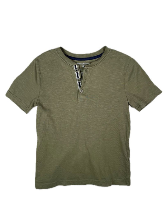 5-6, Tommy Bahama, Green, Short-sleeve henley t-shirt, navy trim