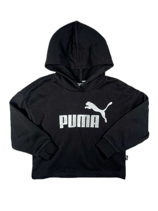 6, PUMA, Black, New w/ tags - Cropped pullover hoodie w/ silver logo