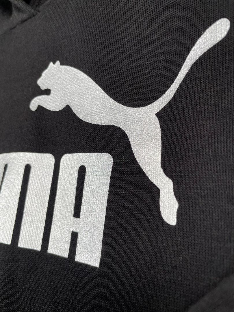 6, PUMA, Black, New w/ tags - Cropped pullover hoodie w/ silver logo
