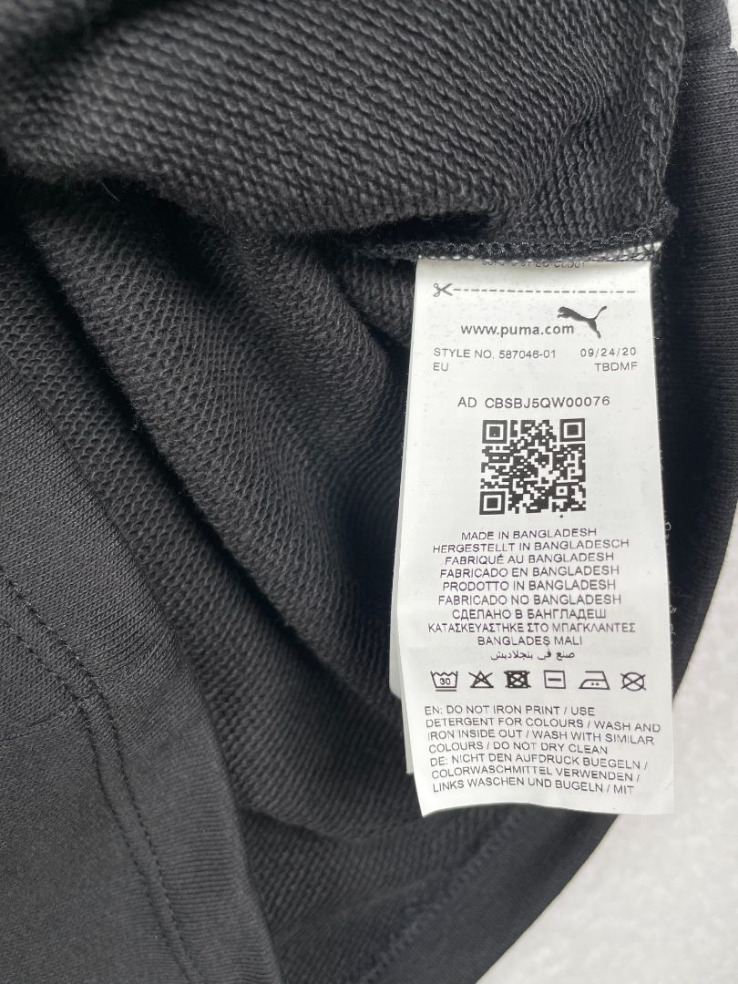6, PUMA, Black, New w/ tags - Cropped pullover hoodie w/ silver logo