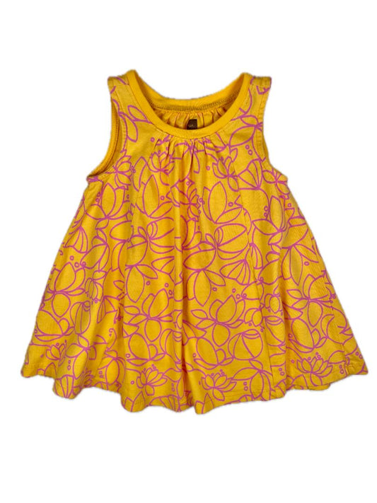 9-12 mo, Tea Collection, Yellow, Sleeveless dress w/ purple flowers