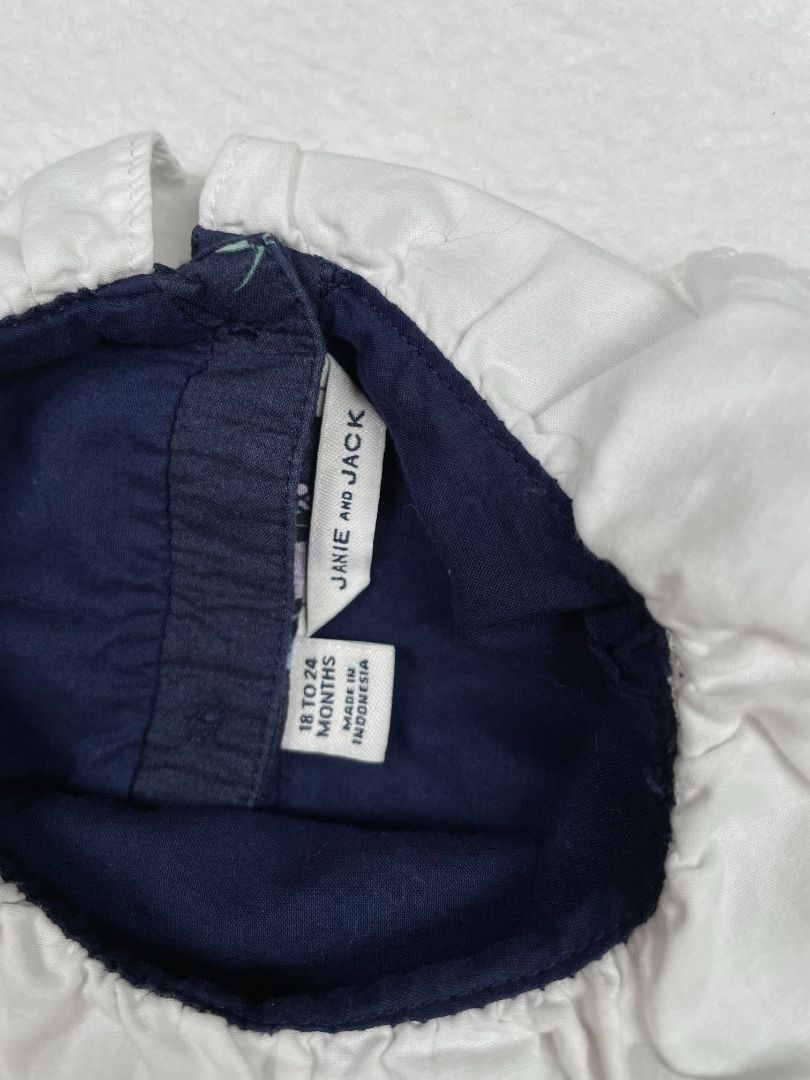 18-24 mo, Janie and Jack, Blue, Long-sleeve purple floral top w/ white ruffle collar
