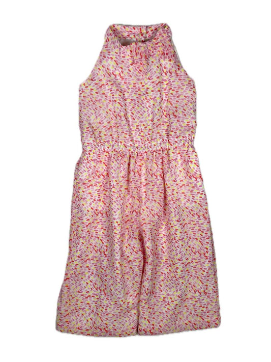 18-24 mo, Janie and Jack, Pink, New w/ tags - Sleeveless jumpsuit, red/yellow dash pattern, snap legs, bow collar