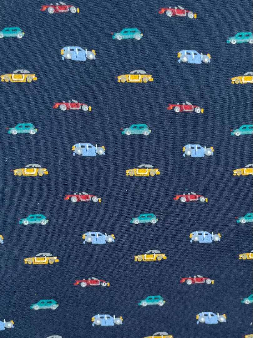 12 mo, Little Rebels, Blue, Car print short-sleeve button-up shirt