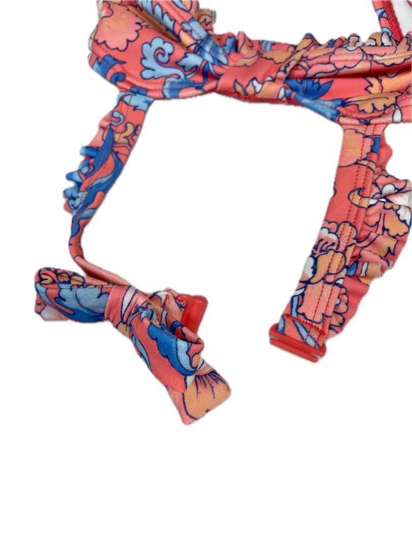 6-12 mo, Janie and Jack, Orange, Floral 2-piece swimsuit, halter top, frills on bottom SET