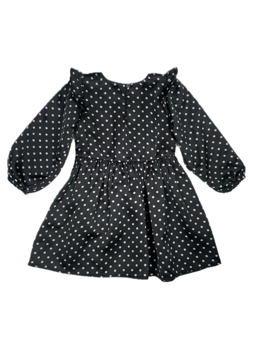 4/4T, babyGap, Black, Smocked polka dot long-sleeve dress
