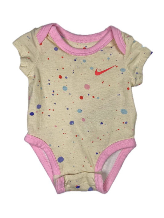 Newborn, Nike, Yellow, Colorful splatter print short-sleeve bodysuit, pink hems