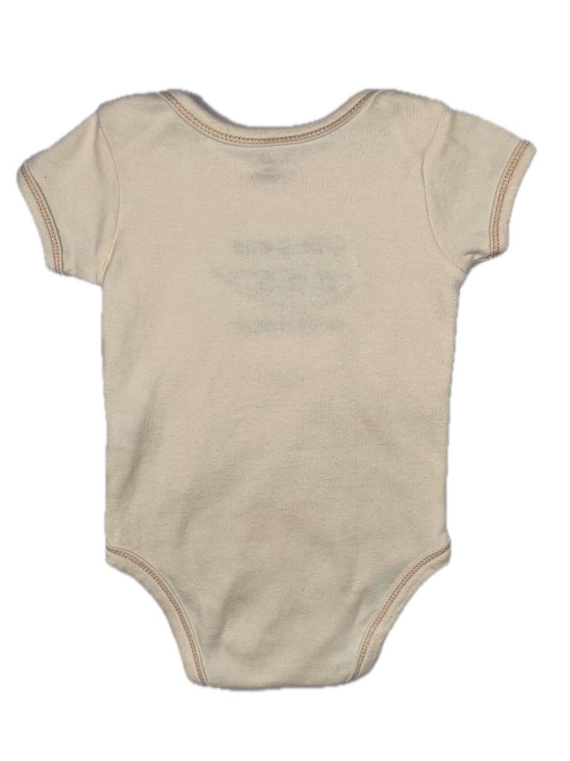 0-3 mo, Touched by Nature, Yellow, "Give peas a chance" embroidered short-sleeve bodysuit w/ pea pod