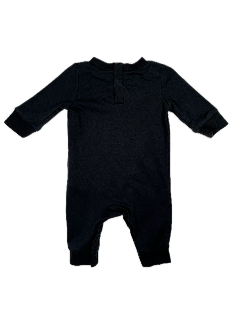 3 mo, Nike, Black, 'Just Do It' long-sleeve coverall, embroidered logo