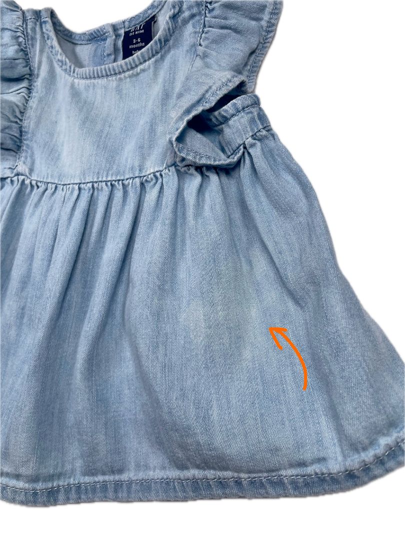 3-6 mo, babyGap, Blue, Flutter sleeve light denim top