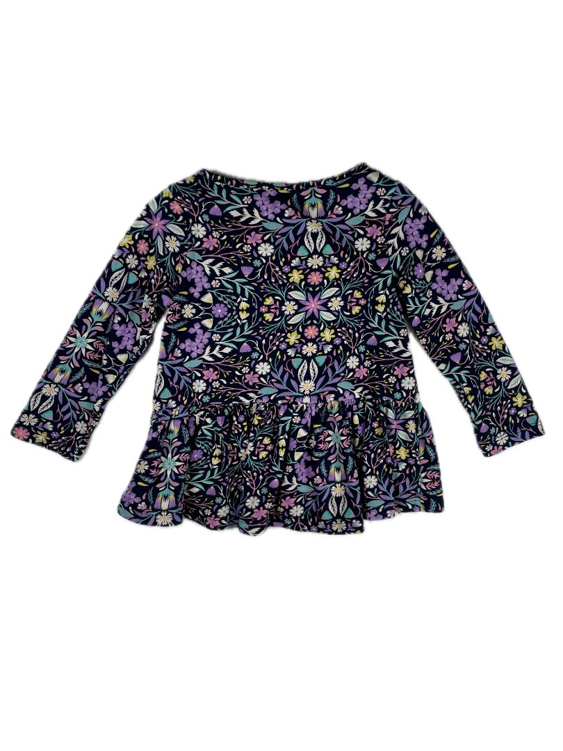 2/2T, babyGap, Blue, Purple floral long-sleeve shirt, peplum/ruffle bottom