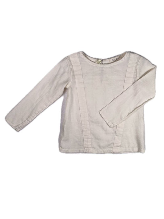 2-3, Mabo, Cream, Long-sleeve cotton blouse, vertical panels/seams, made in USA