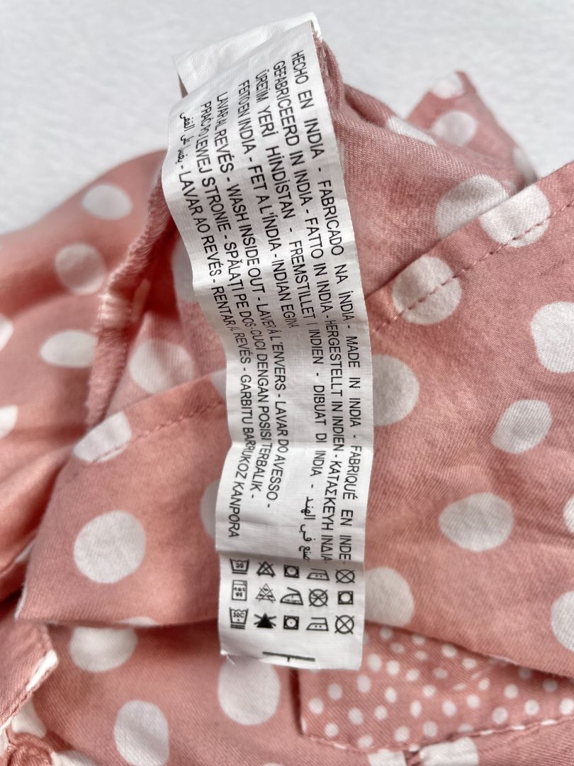 2-3, Zara, Pink, White polka dot button-up blouse, button sleeve option