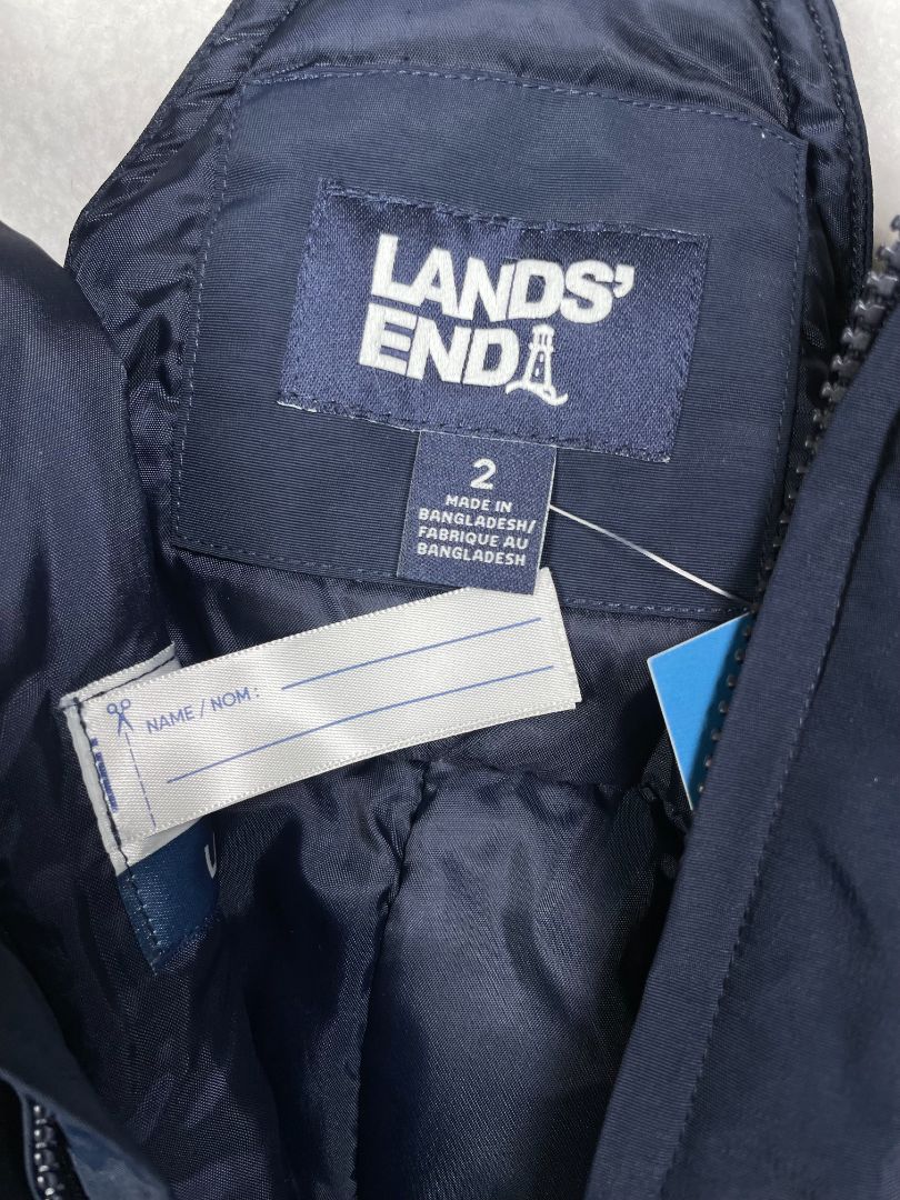 2/2T, Lands' End, Blue, Iron Knee insulated winter snow bib