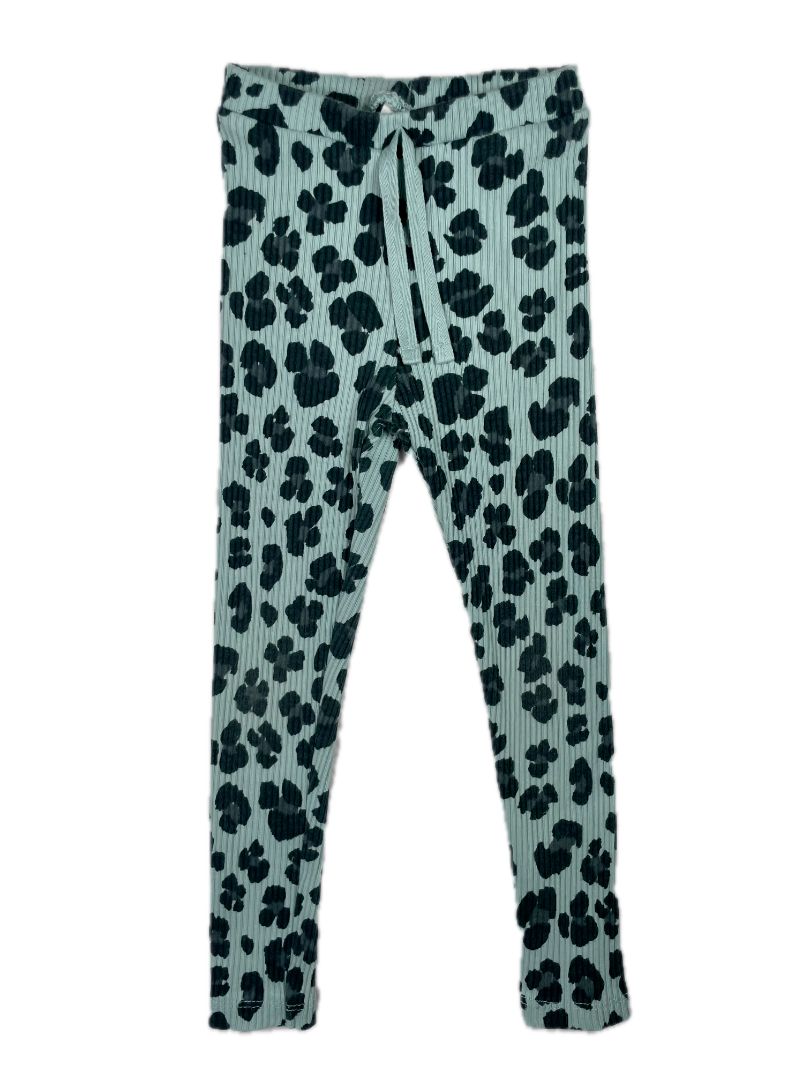 4/4T, Zara, Blue, Leopard print ribbed leggings, decorative tie