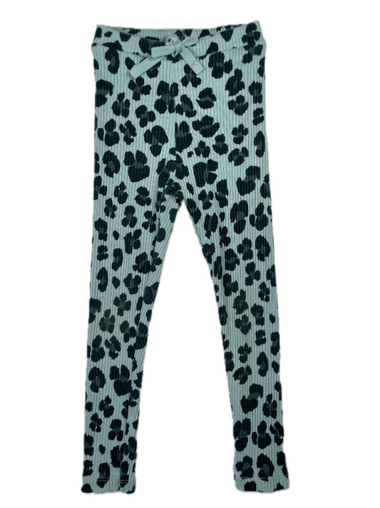 4/4T, Zara, Blue, Leopard print ribbed leggings, decorative tie