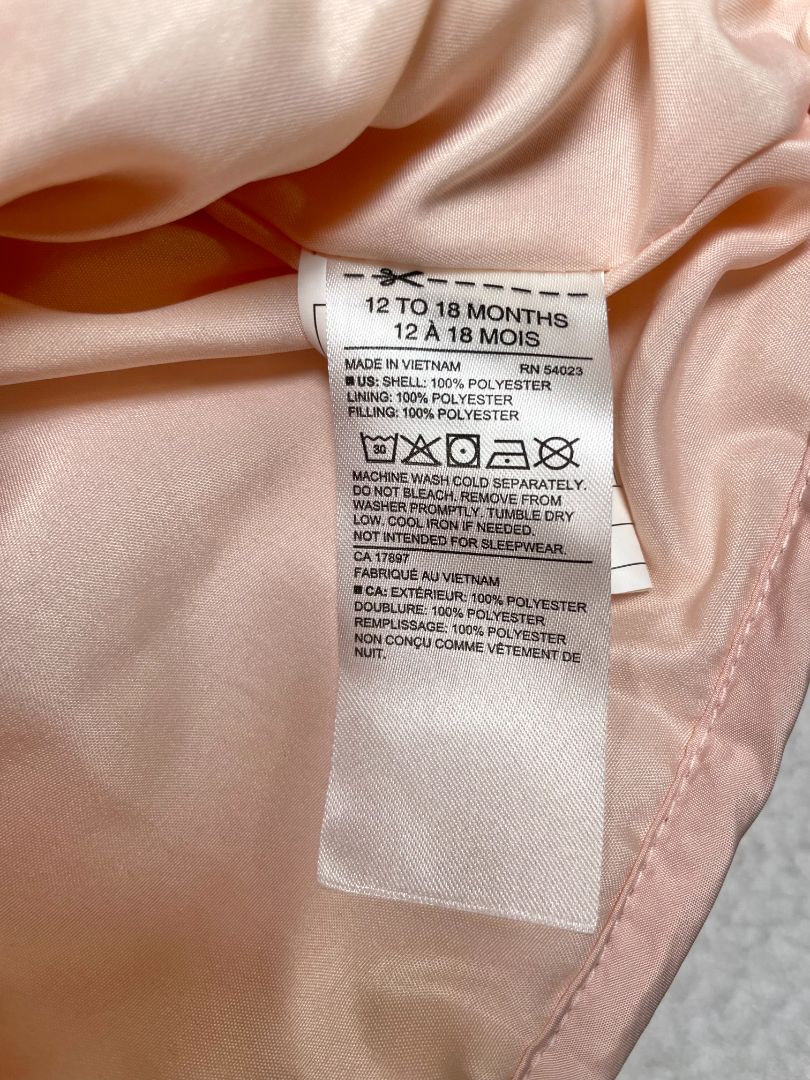 12-18 mo, Janie and Jack, Pink, Quilted snap-up jacket, ruffle collar