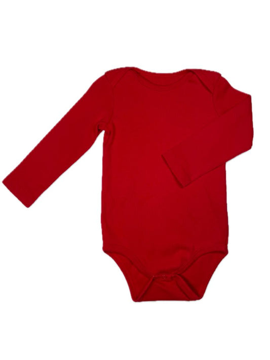 12-18 mo, Primary, Red, Solid long-sleeve bodysuit