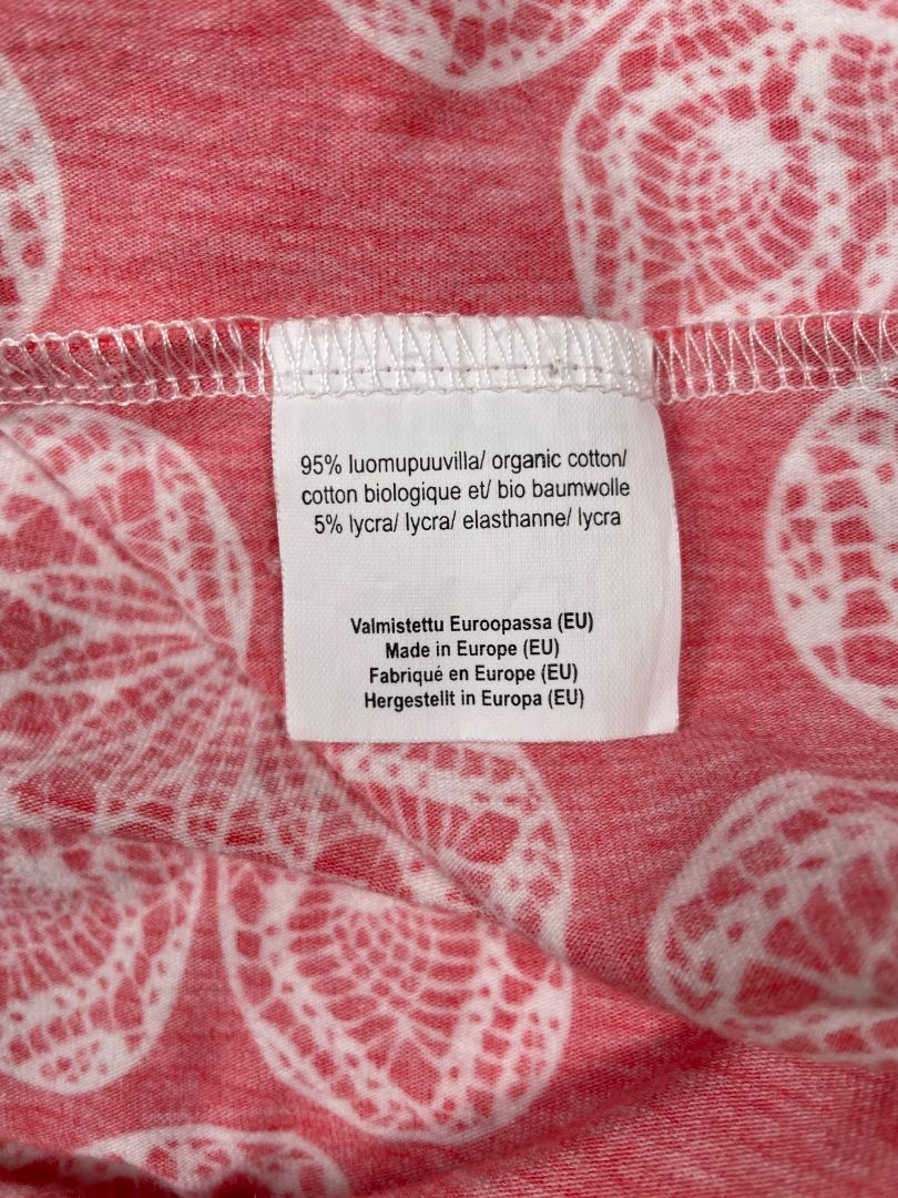 3/3T, Naperonuttu, Red, White flower long-sleeve dress w/ ruffles, organic cotton + stretch