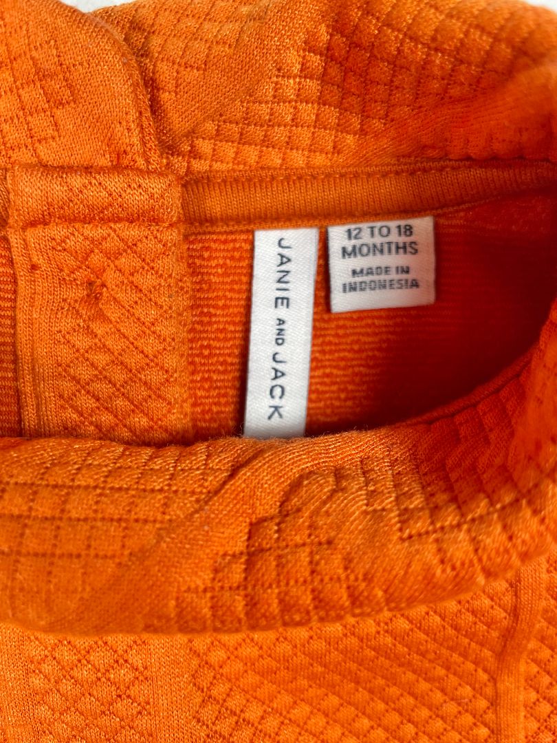 12-18 mo, Janie and Jack, Orange, Quilted equestrian dress, suede waistline w/ gold bridle bit, mock neck